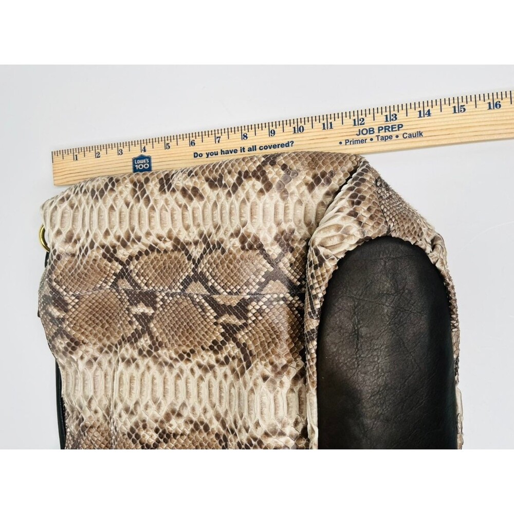 Gianni Notaro Python Oversized  Shoulder Bag Beige Handbag Brown Leather Snake - Picture 6 of 8